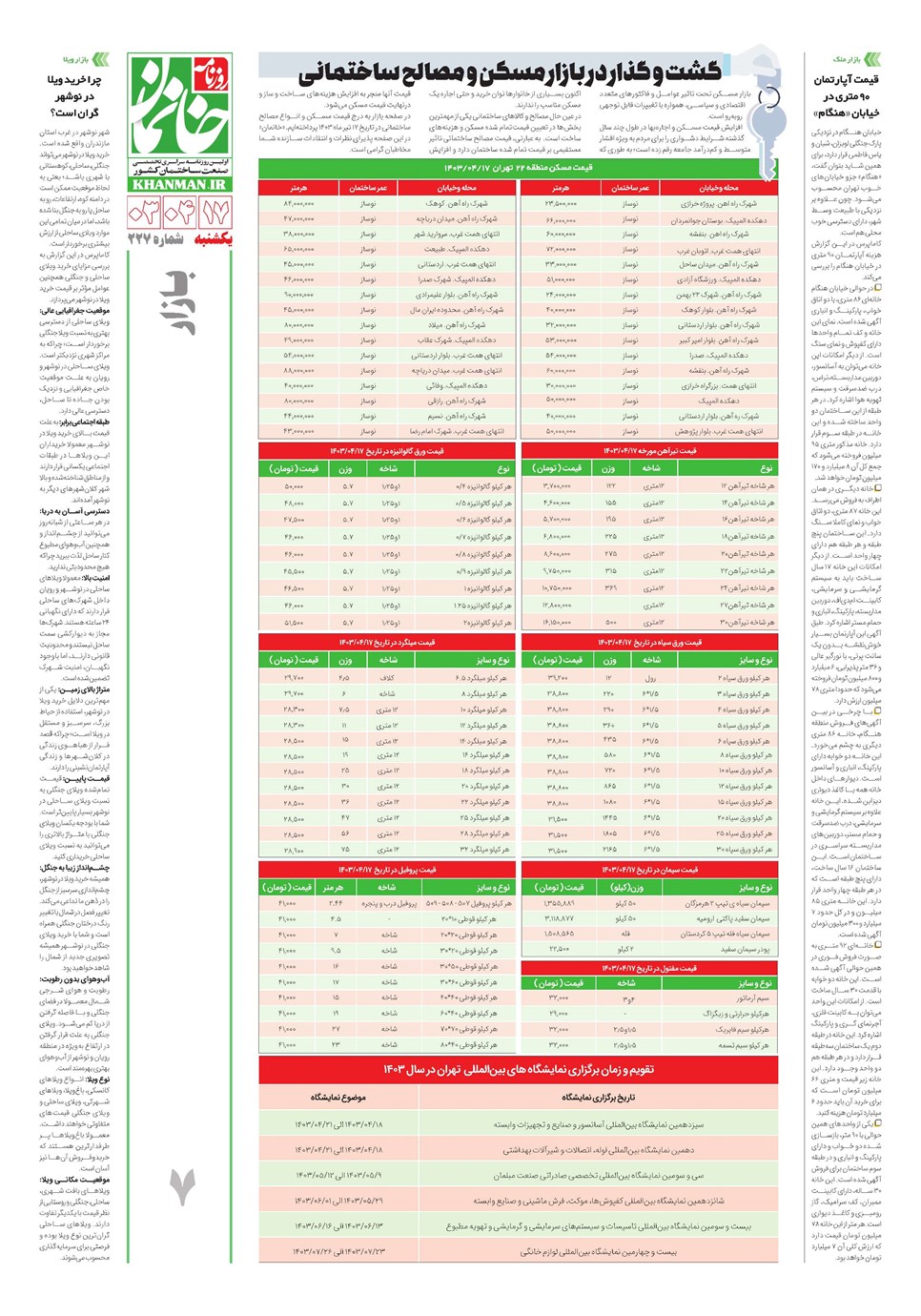 روزنامه تاریخ ۱۷ تیر ۱۴۰۳