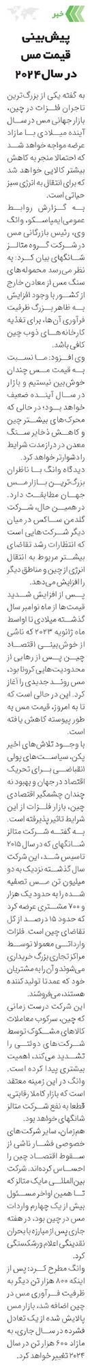 پیشبینی قیمت مس در سال2024