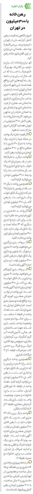 رهن خانه با 300میلیون در تهران