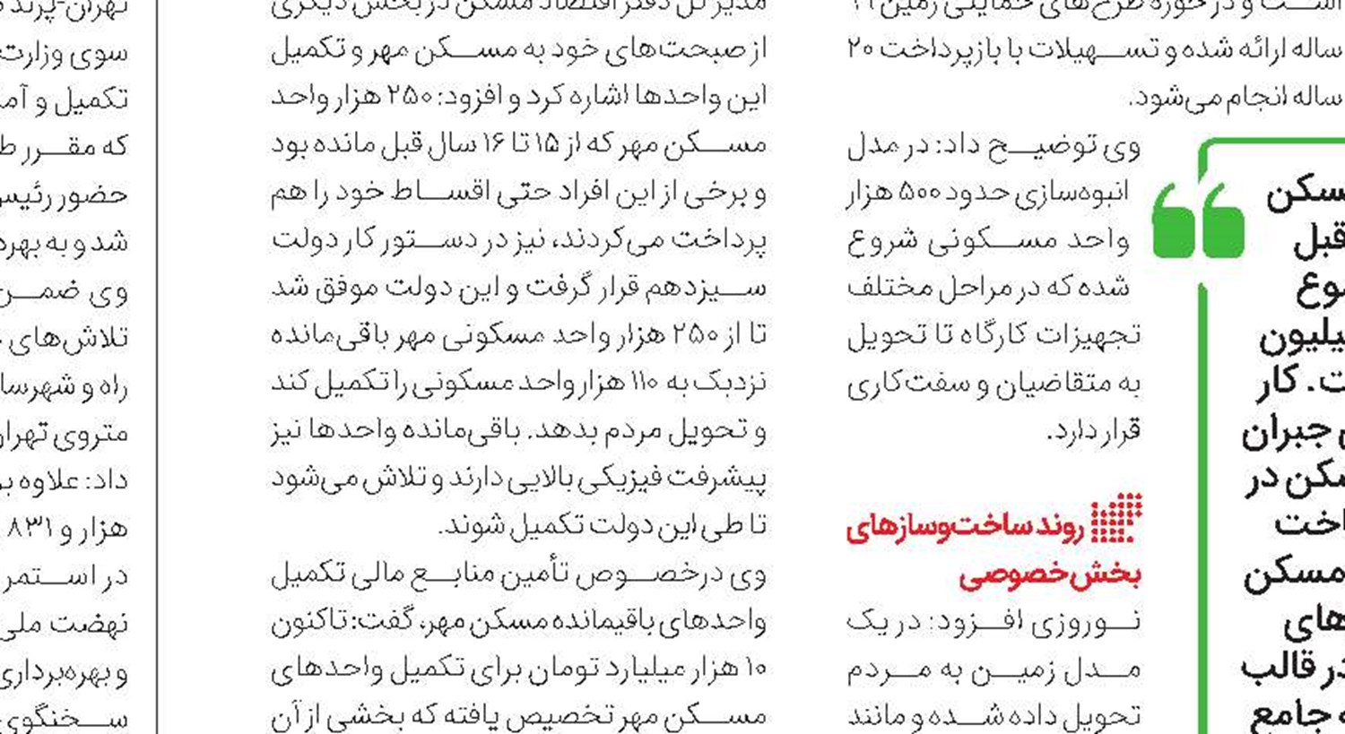 افتتاح دو هزار و ۱۰۶ واحد مسکن ملی در کرمان